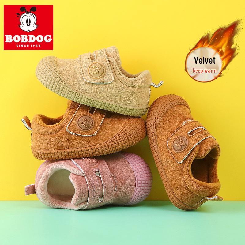 Babu Dou Winter Velvet Infant & Toddler Non-Slip Cotton Shoes for Boys and Girls