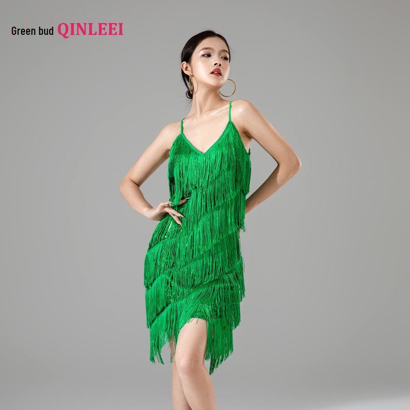 High-End Women's Latin Dance Tassel Dress - Sexy Adult Performance and Competition Costume