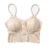 Damski koronkowy biustonosz bandeau plus size z wkładkami i ramiączkami spaghetti - Bezramiączkowa koszulka camisole na piękne plecy