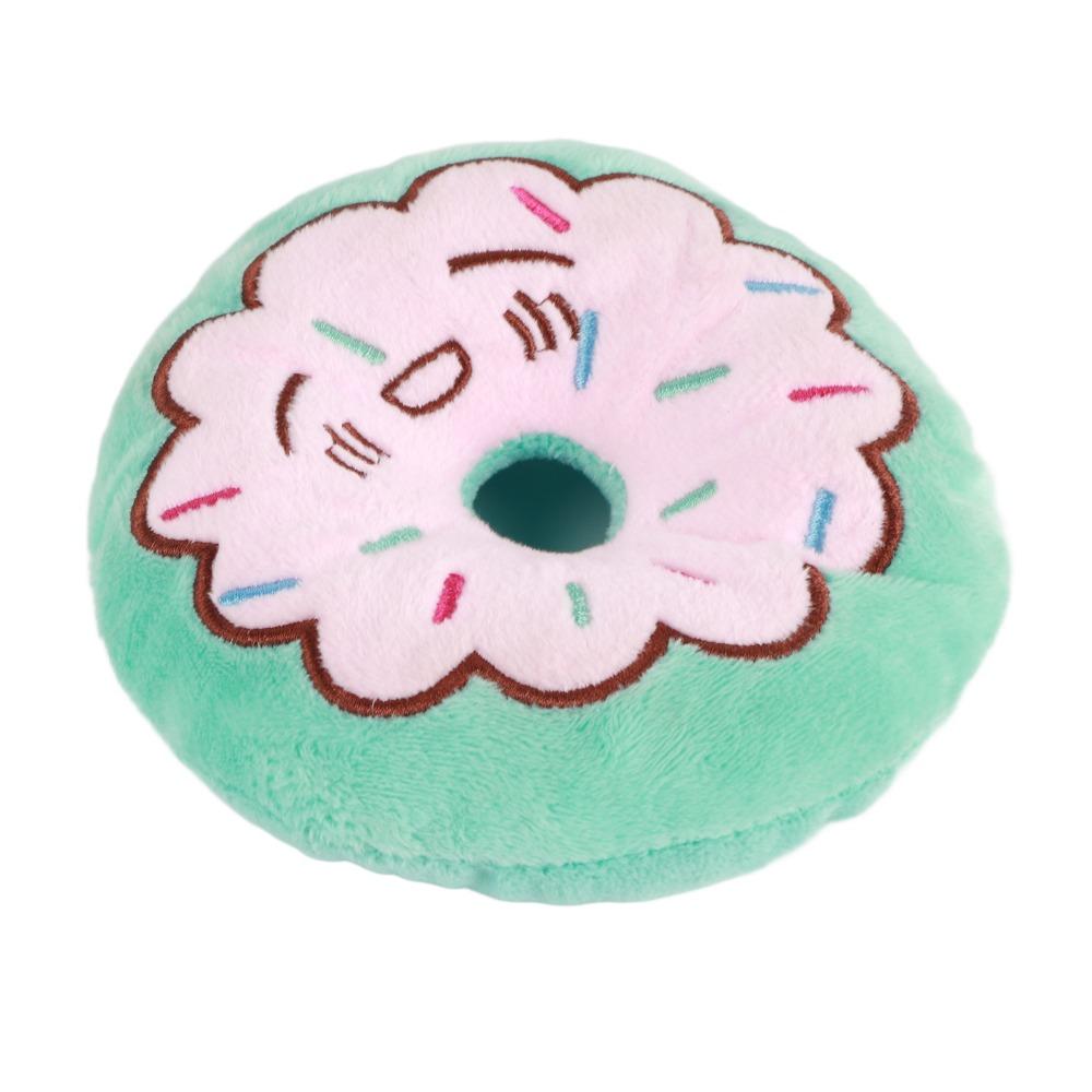 Plush Filled Donut Dog Toy Chew Tough Interactive Dog Chew Toy Squeaky Dog Toy Interactive Play