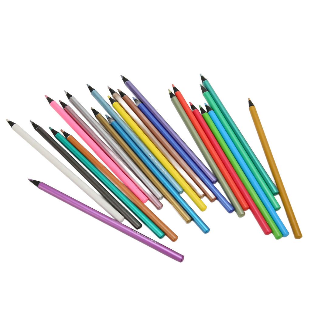 24pcs Colored Pencils 24 Color Metallic Wooden Barrel Coloring Pencils for Doodling Handbook Drawing