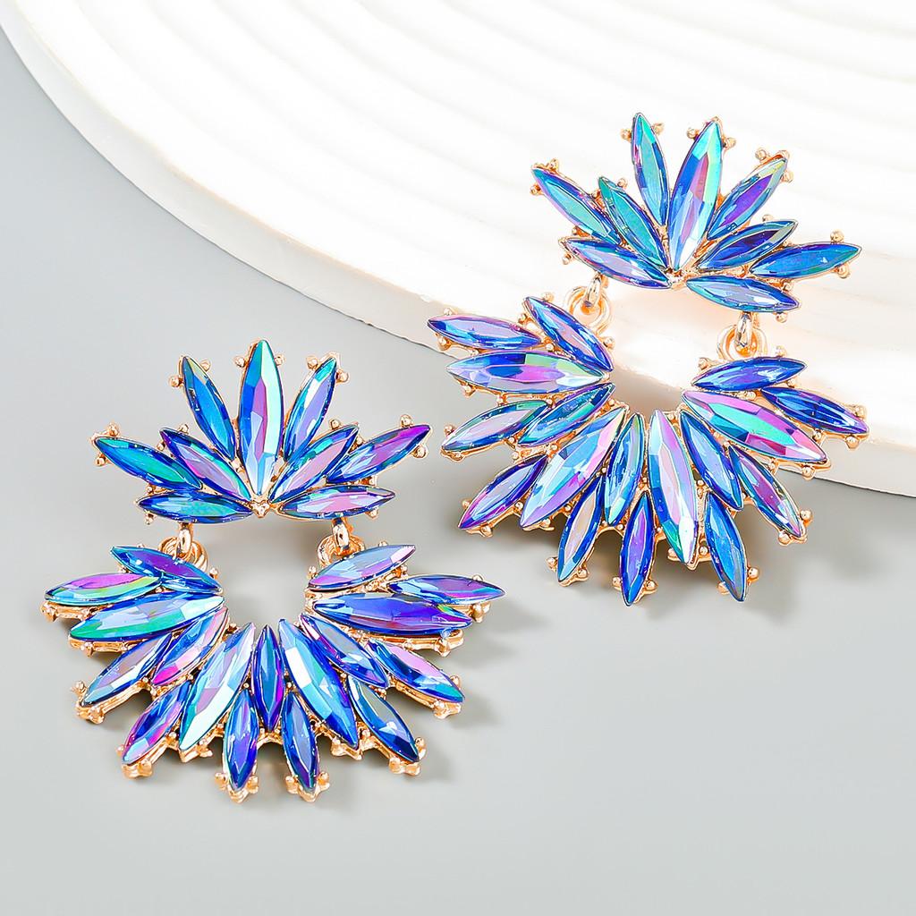 Pinkdudu Multi-Color & Green Rhinestone Earrings Ultra Sparkle Statement Studs PD1064