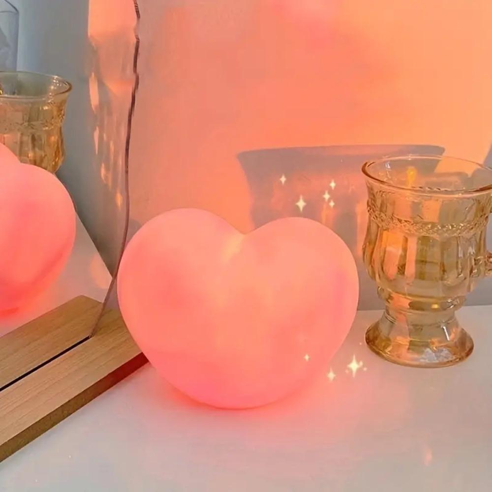 Pink White Love-Shaped Night Light Three-dimensional Ambient Light Heart Shaped LED Lamp Wedding