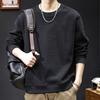 Men's 2025 Trendy Fleece-Lined Round Neck Hoodie for Autumn/Winter - Unique Texture, Long Sleeve
