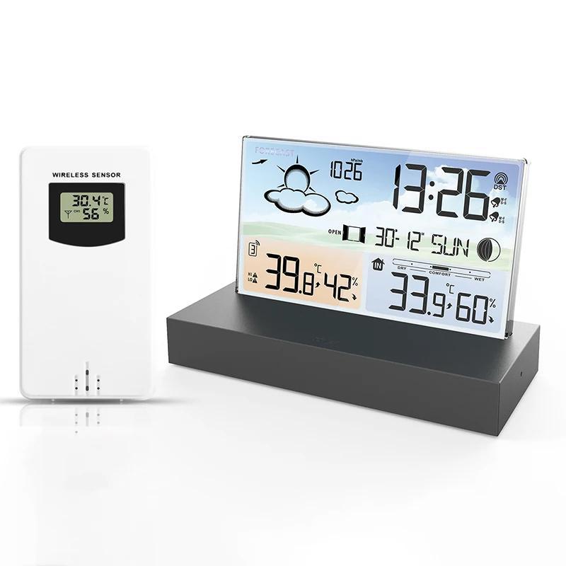 Digital Weather Station Transparent Temperature and Humidity Meter Alarm Clock Weather Forecast Indoor Outdoor Hygrothermograph
