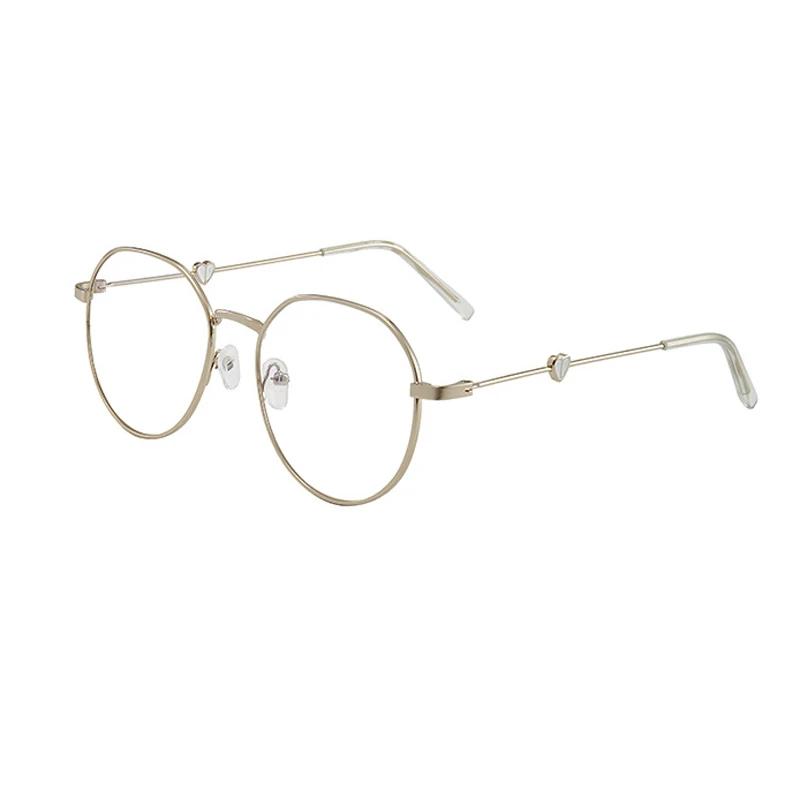 Trendy Korean Student Love Glasses Round Frame Peach Heart Transparent Flat Mirror Literary Glasses Frame Myopia