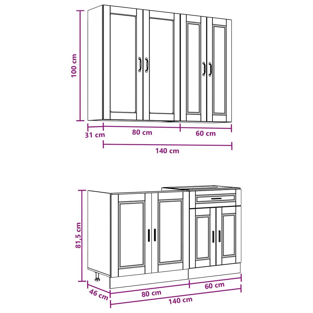 Kitchen Unit PORTO 4 Pcs Sonoma Oak Engineered Wood