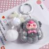 Mengli Gentleman Ear Drop Fuzzy Bookbag Cartoon Hanging Accessories Flocking Bag Cute Student Plush Keychain