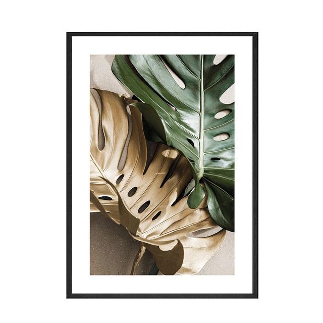 Abstract Plant Canvas Wall Art Picture Gold Leaves Poster Nordic Poster for Living Room Bedroom Wall Art Decor Painting No Frame