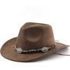 Suede Curled Brim Western Cowboy Hat for Men and Women, Outdoor Travel Hat, Rolled Brim Ethnic Style Fedora, Felt Hat