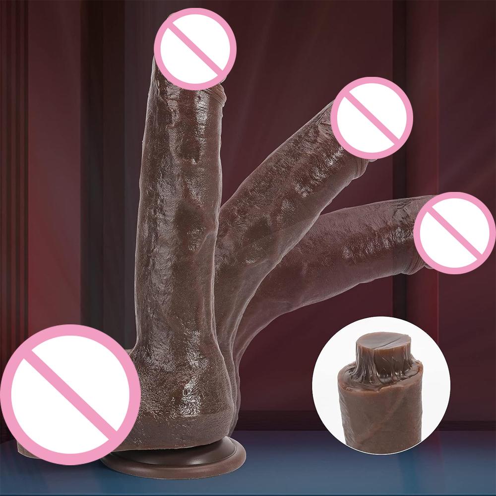 Realistic Dildo with Powerful Suction Cup Flexible G-spot Penis Toy Curved Shaft and Ball for Adults 18