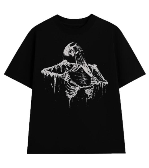 Vintage Skeleton Ripping Rip Cage 90s Shirt Retro Skeleton Graphic T-shirt S