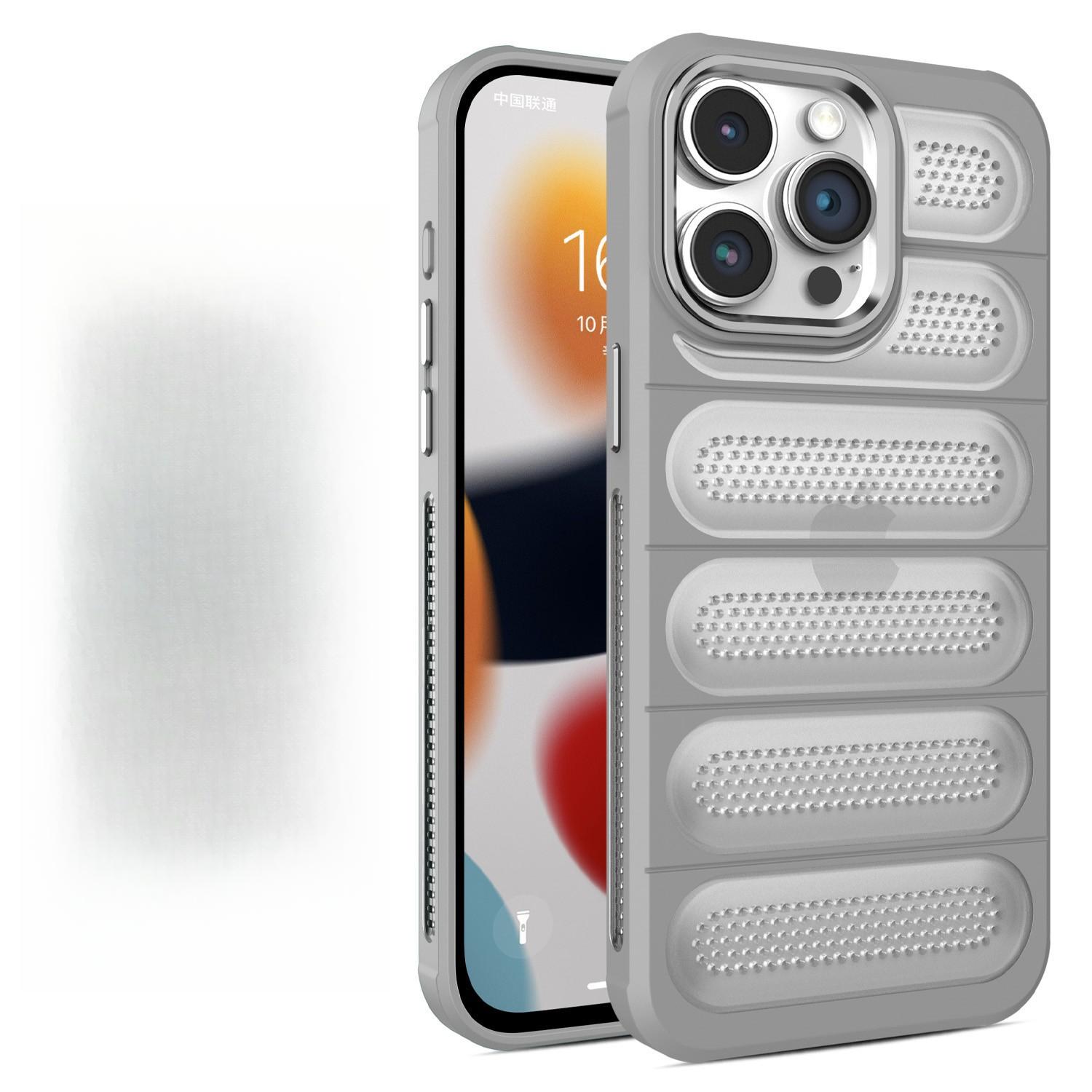 

Подходит для iPhone16proMax Матовый Дышащий Отверстие для отвода тепла Чехол для мобильного телефона Apple 15 Противоударная Сетчатая Оболочка 14 Защитная Крышка iPhone15 серый