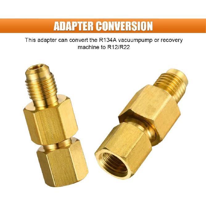 R134A Brass Refrigerant Tank Adapters (4PCS) | 1/4 SAE Male to 1/2 ACME Female Flare Adapter, R134A R12 Vacuum Pump Adapter Fitting, Universal for