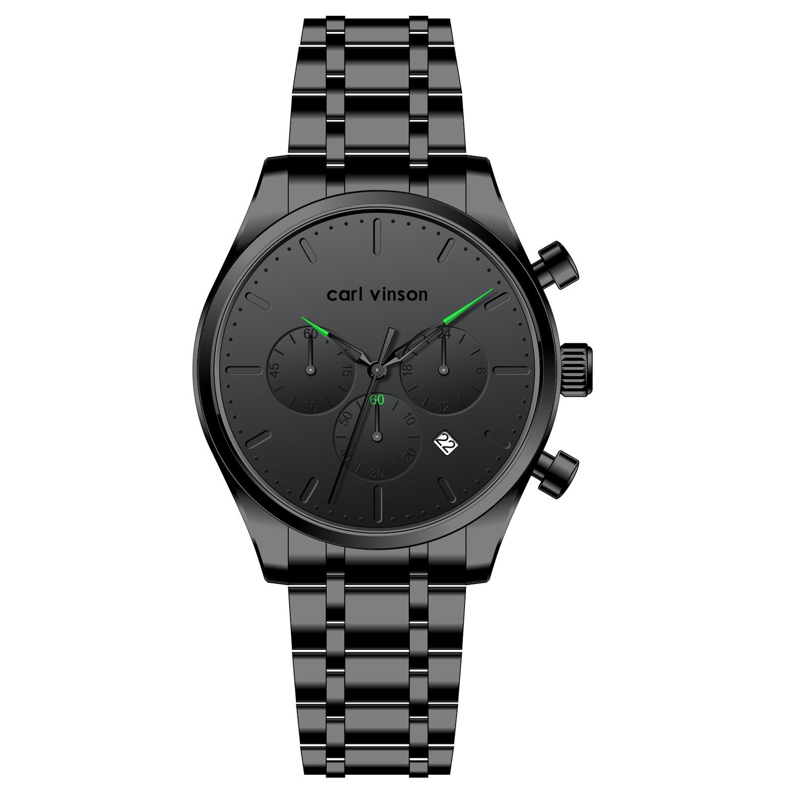 

Многофункциональные мужские спортивные часы Хронограф Водонепроницаемые мужские часы Стальной ремешок Календарь Подарочные часы