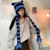 Y2K Subculture  Girl Sweet Cool Style Hat Star Striped Plush Knitted Hat