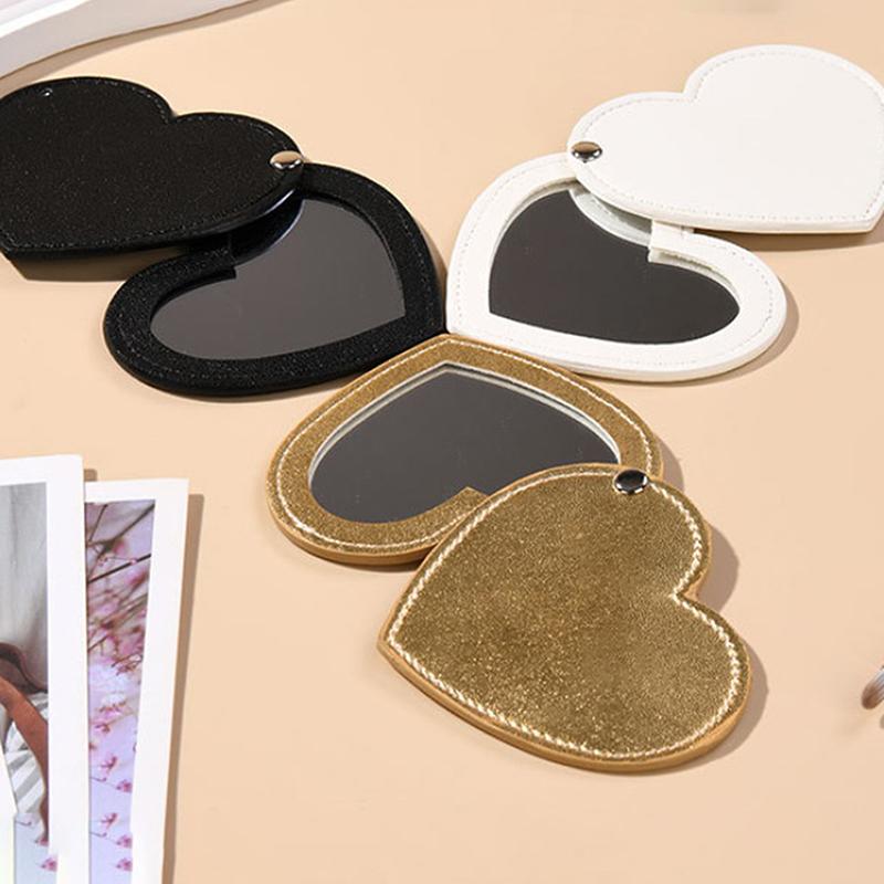Portable Heart Shape Mirror Sliding Cover Make-Up Mirror Pocket Mirror Sliding Cover Handheld Mini Pocket Mirror Makeup Mirror