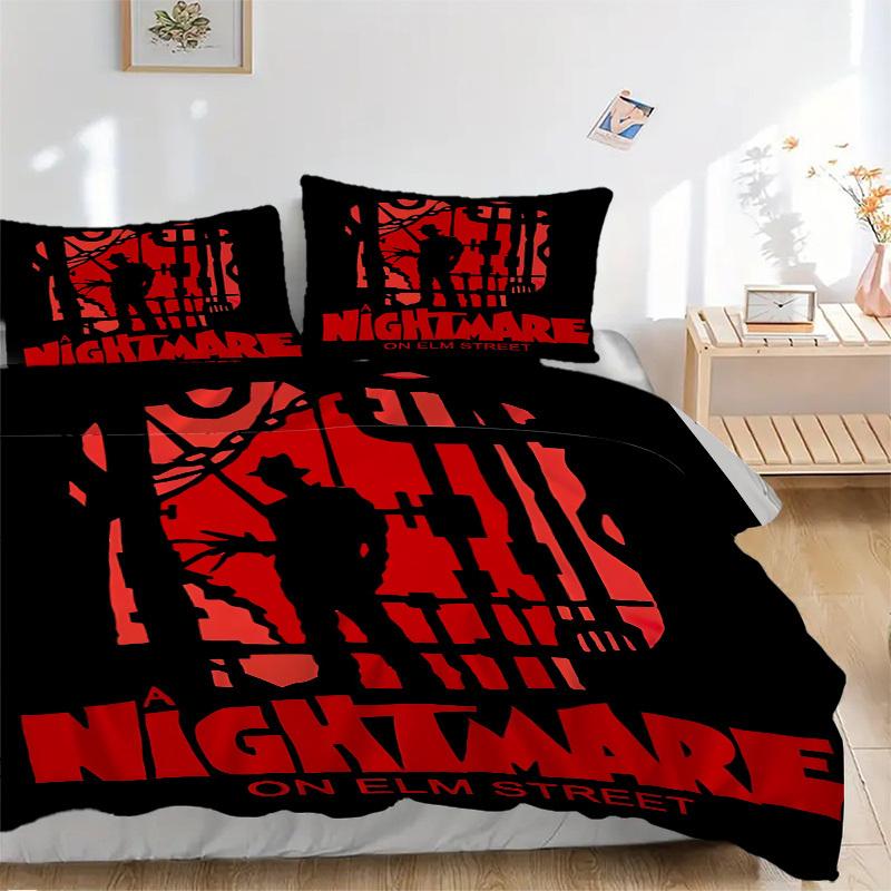 3pcs A Nightmare on Elm Street Bedding Set, Soft Polyester Duvet Cover and Pillowcases Machine Washable Seasons all suitable 64