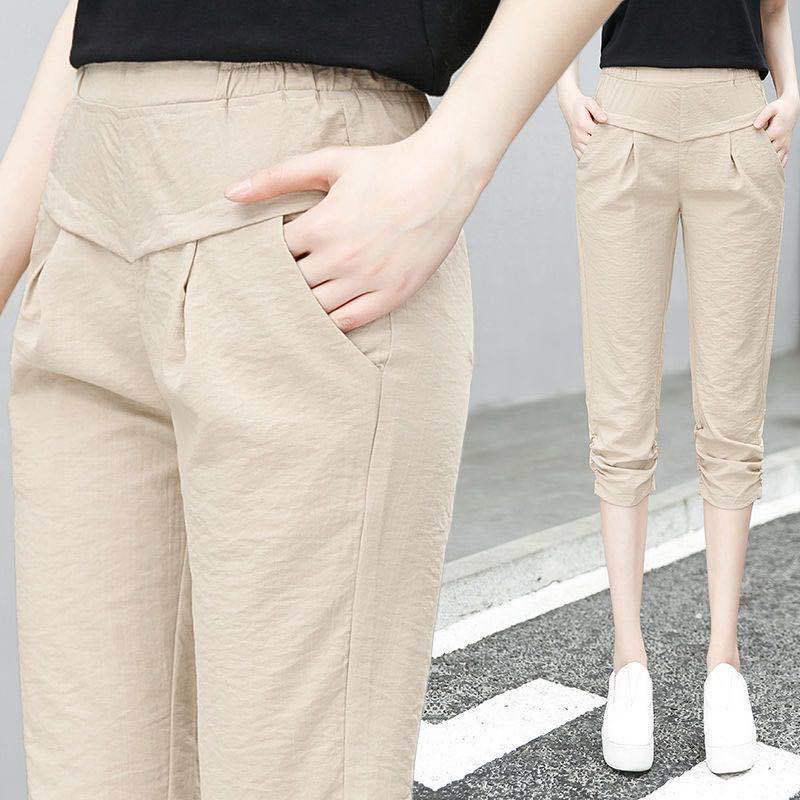 High Waist Korean Style Spring Harem Pants - Cotton Linen Ice Silk, Slimming and Comfortable Casual Wear