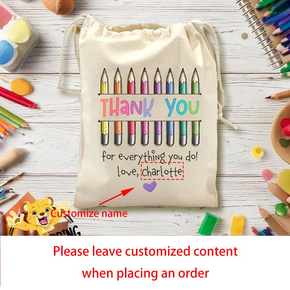 

Personalized Teacher Appreciation Thank You Goodie Bag Back To School Classroom Favor Bags Student Gift for Kids & Educators 30x40cm