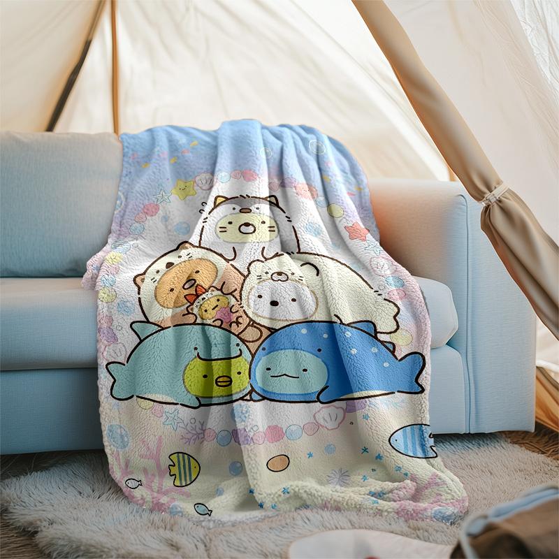 Sumikko Gurashi1 printed throw blanket—lightweight,soft,warm;versatile blanket for all seasons—perfect as &air-conditioning throw,nap blanket