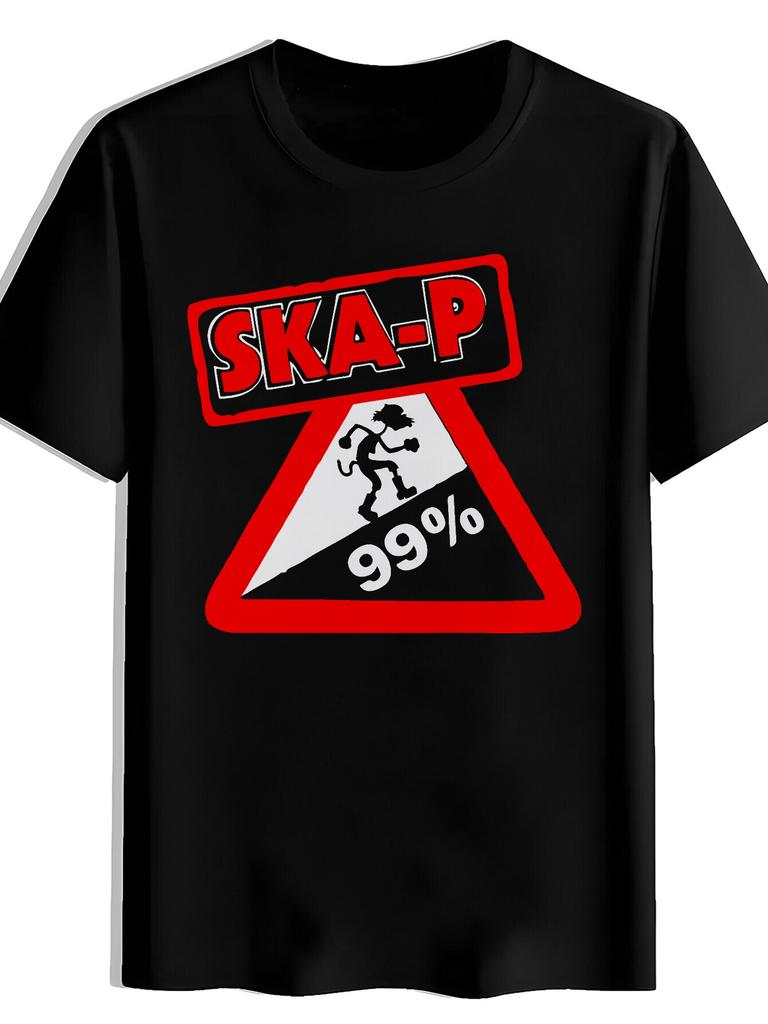 Herren Retro Ska-P Stil Punk Band T-Shirt -90er Jahre Musik Aufdruck Lässiges Sommer Oberteil, Geeignet für Konzerte und Festivals - Herren S...
