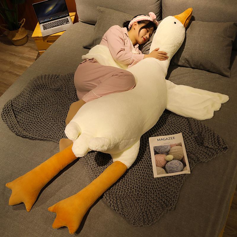 Simulated Big White Goose Doll Plush Animal Long Pillow For Children To Comfort Big Goose Pillow Duck Doll To Accompany Sleeping