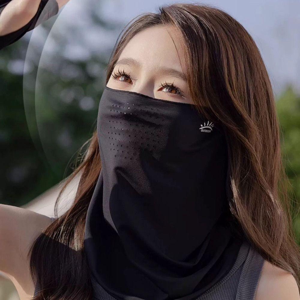 Breathable Ice Silk Sunscreen Masks Sunproof Long Neck Covers New Full Head Mask  Summer