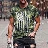 Summer Men's 3D Printed Crew Neck T-Shirt Fashion Versatile Breathable Trend Casual