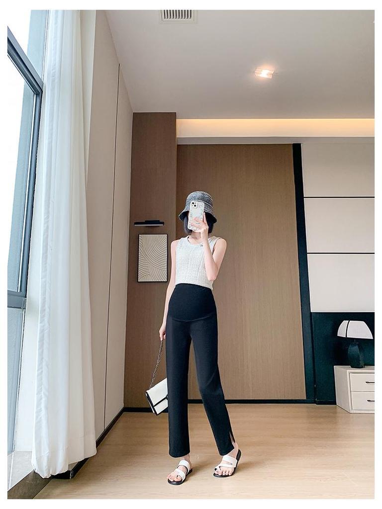 High Elastic Belly Support Maternity Slimming Straight-Leg Pants for Spring, Summer, and Autumn