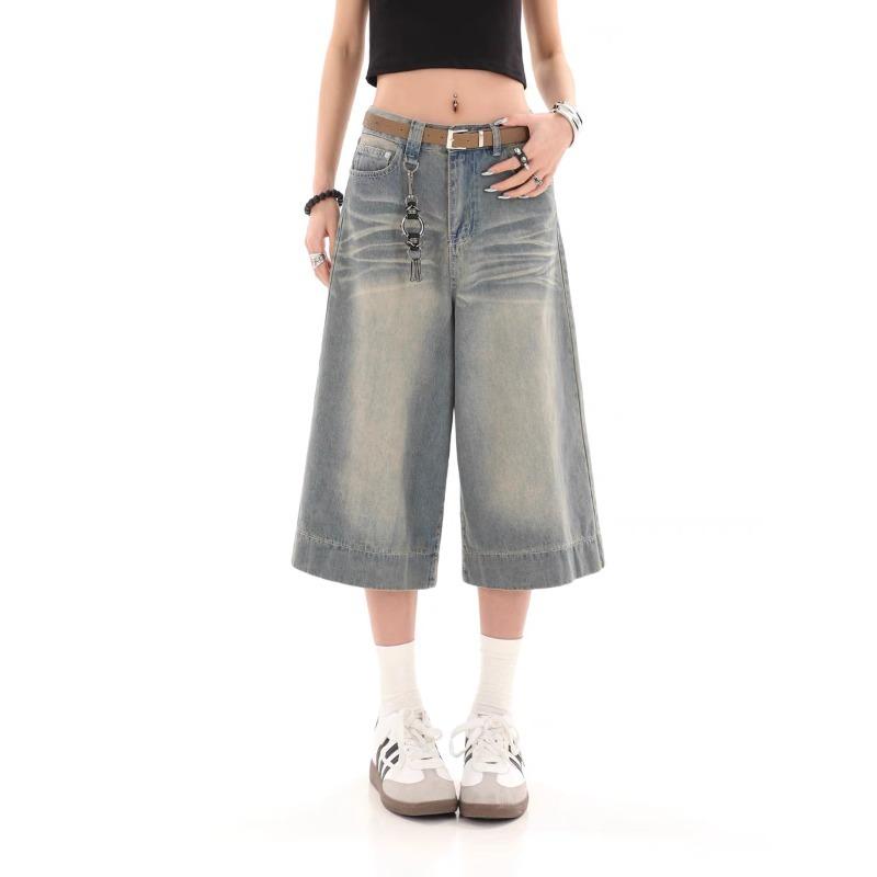 

90s Y2k Винтаж Мешковатые джинсы Широкие женские брюки Harajuku Элегантные шорты Джинсовые брюки Корейская уличная мода Свободные брюки Лето