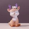 Mini Reindeer Statue Cartoon Fawn Elk Pattern Figurine Animal Cake Topper Desk