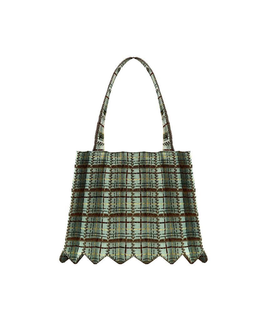 Pleatsmama Tweed Shopper Bag Pistachio