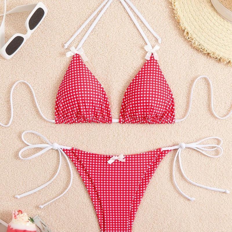 Women S Sexy Floral Dot Print Split Bikini Swimsuit