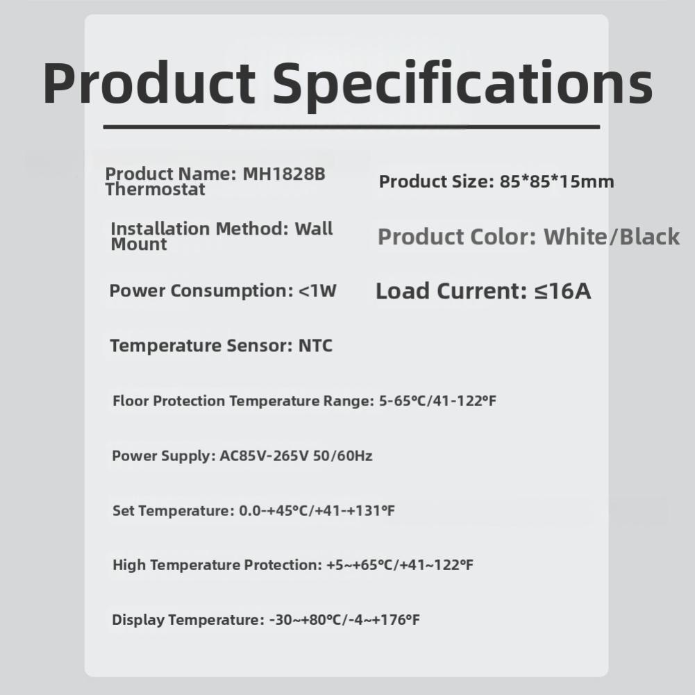 Child Lock Thermostat Floor Heating Control Easy Installation Automatic Memory For Power Outages For Underfloor Heating