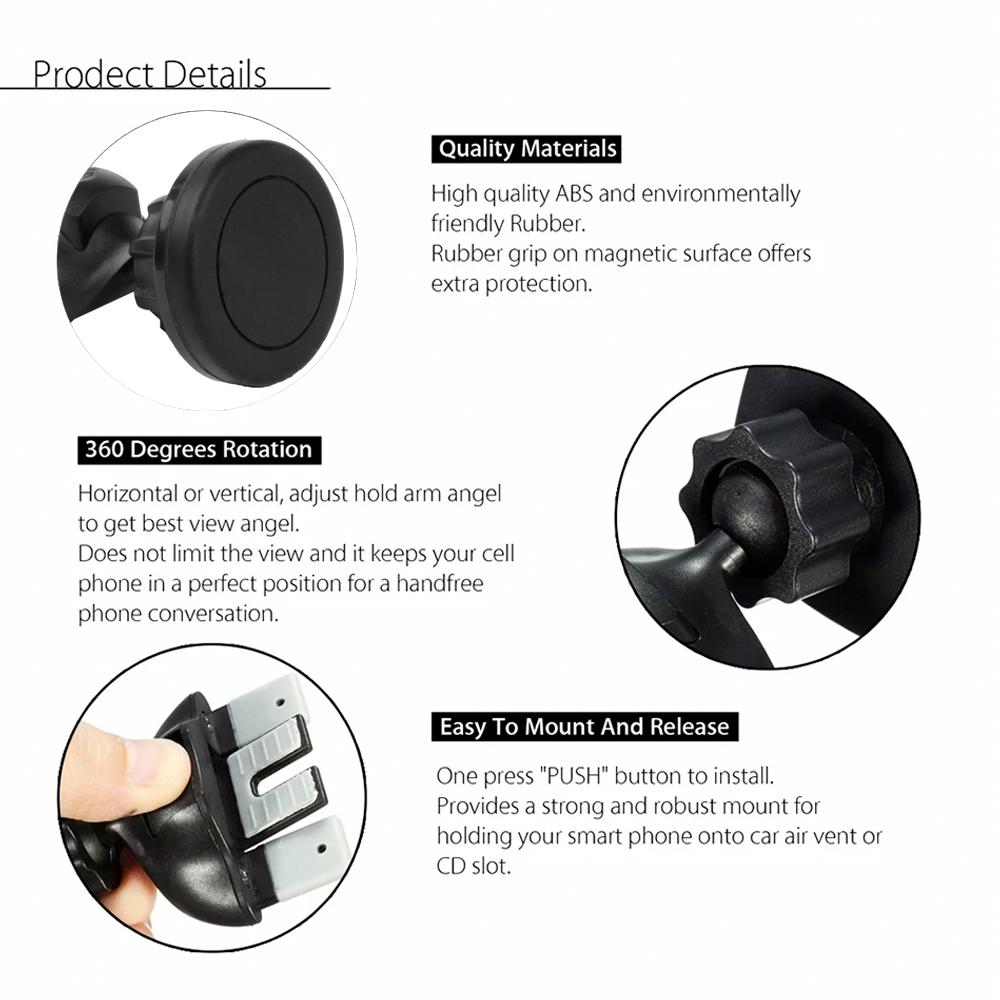 360º Universal Magnetic Car CD Slot Cradle Cell Phone GPS Mount Clip for iPhone Mobile Phone Holder Air Vent Outlet Mount Holder