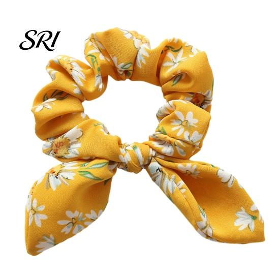 Goma para coleta Goma para el pelo Estampado floral Decoración de orejas de conejo Cuerda Accesorio apto para personas con discapacidad Alta elasticidad Moño Peinados semirecogidos
