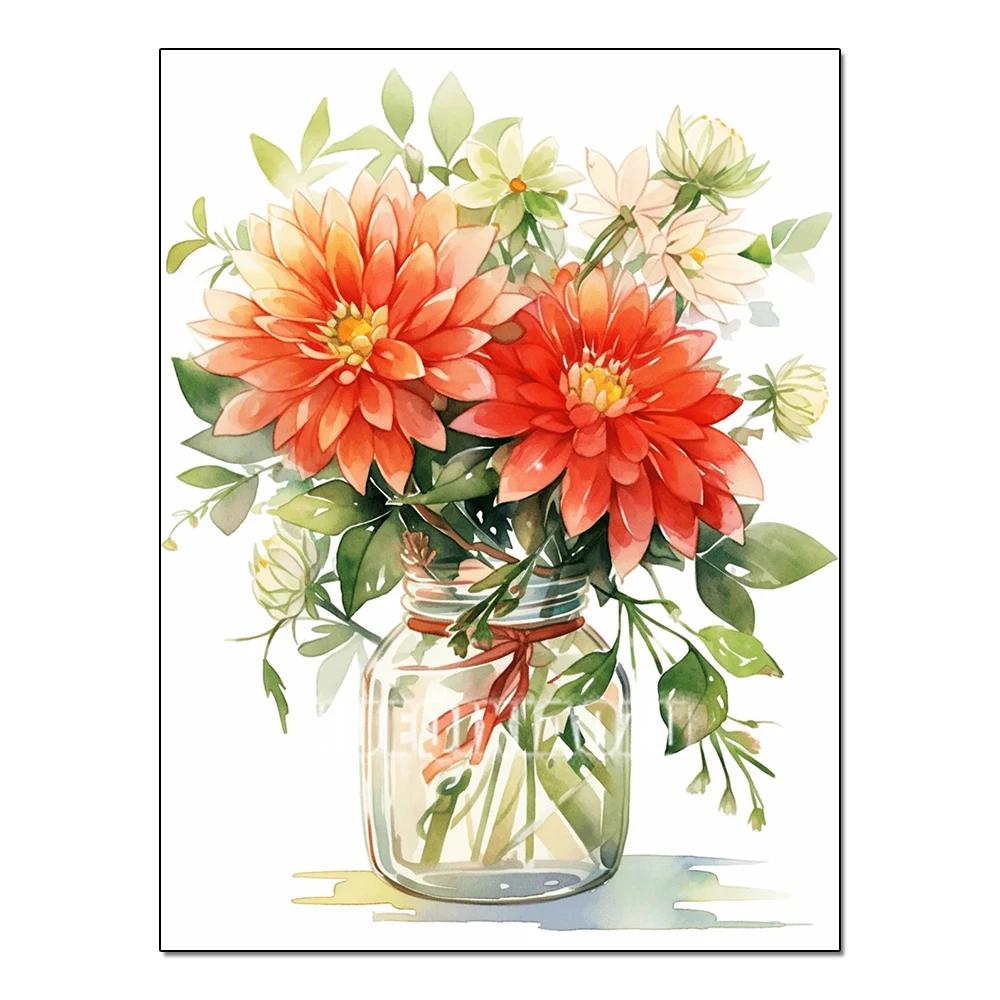 Full Flower Series Diamond Painting Tulip Daisy Diamond Mosaic Embroidery Art Watercolor Picture Handmade Home Decoration Diy