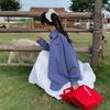 Women's Blue Plaid Dog Embroidery Long Sleeve Loose Shirt - Autumn/Winter 2025 Collection