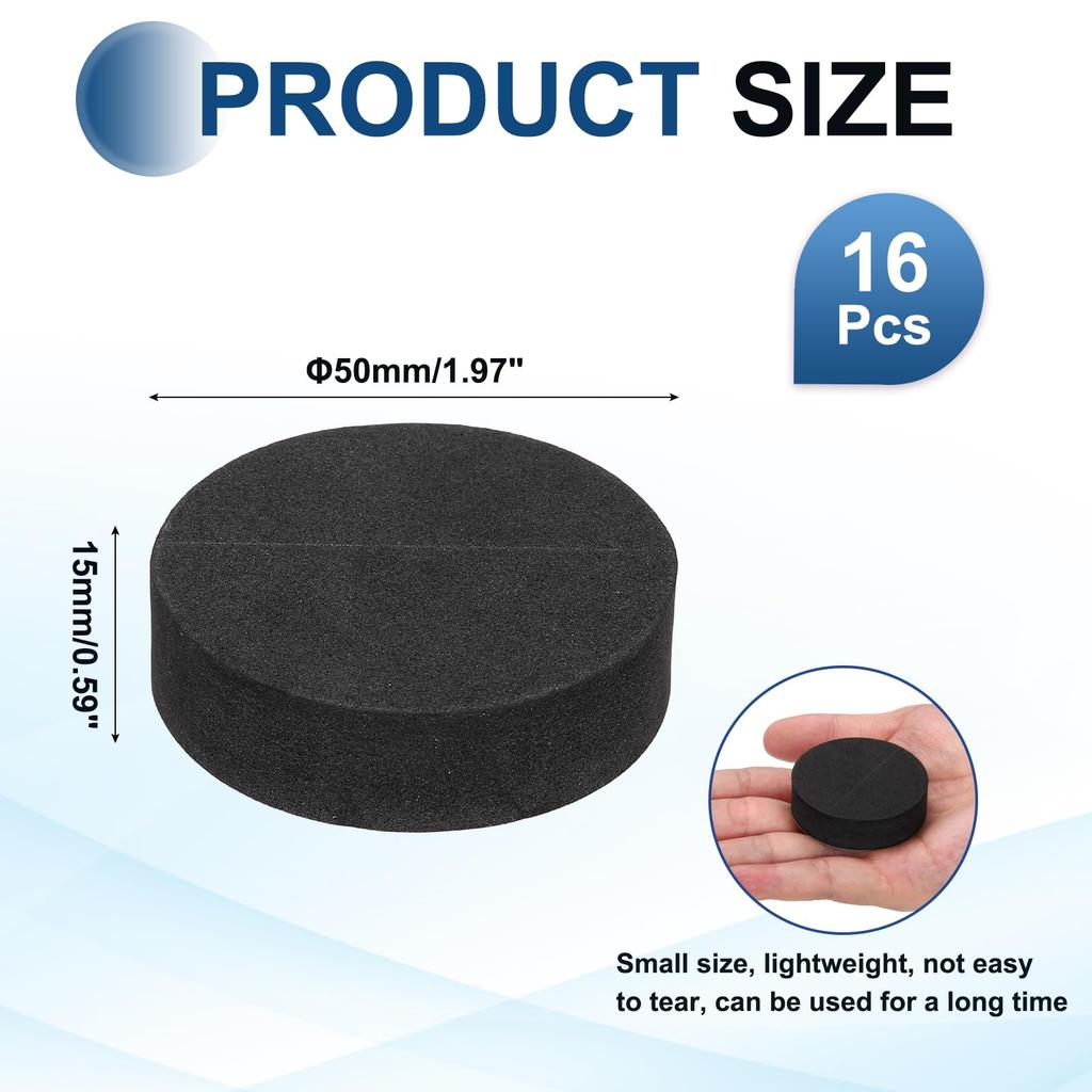 Uxcell Vibration Damping Pads for 50mm 15mm EVA High Hardness Cushioning Black Speakers, (16-pack), Height, Vibration-Absorbing Rubber, Foam, 60,