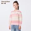 PawinPaw Girls' Cartoon Bear Striped Turn-down Collar Sweater