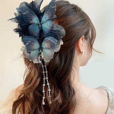 Perlen Schmetterling Quaste Haarklammern Elegant Antiker Stil Haargriffe Mädchen