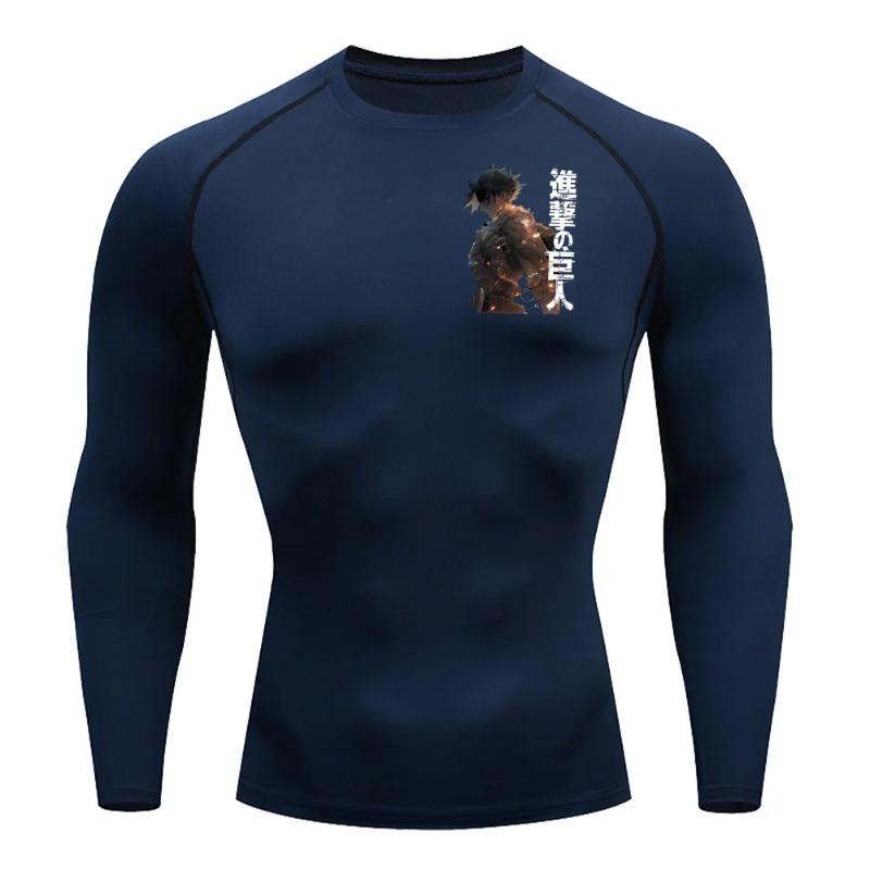 Men's Compression Shirt Eren Yeager Combat State Graphic Sports Quick Drying Gym T-shirt Fitness Sweatshirt Elastic Top T-shirt