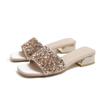 Klassische vielseitige Damen-Slipper Sommer-Outwear-Trend 2024 Neue Wasserdiamant-Einzeilige Freizeit-Hochwertige Slipper