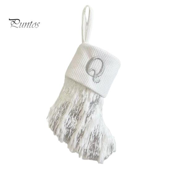 1ks vánoční bílá punčocha dopisní výšivka pletené ručně vyráběné opakovaně použitelné vánoční stromeček závěsný dárkový sáček punčochový přívěsek party sváteční dekorace