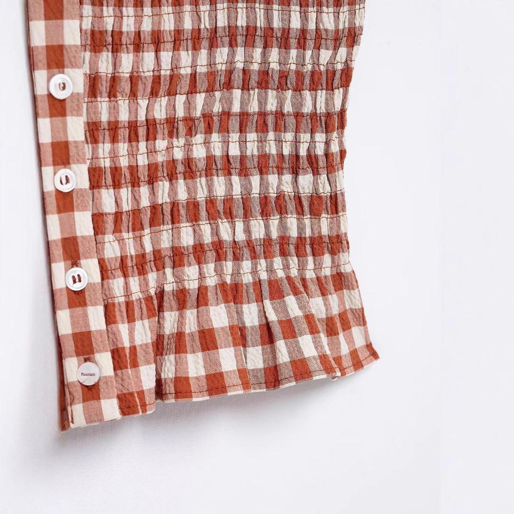 Spring 2025 European & American Style Women's Plaid Camisole Top and Midi Skirt Set