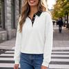 Women's Casual Color Neck Sweatshirt for Daily Wear, Comfortable Pullover Top