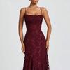 European and American Style Evening Dress, New Temperament Girl Suspender Low-cut Dress, Fashionable and Sexy Slim Backless Long Dress Woman
