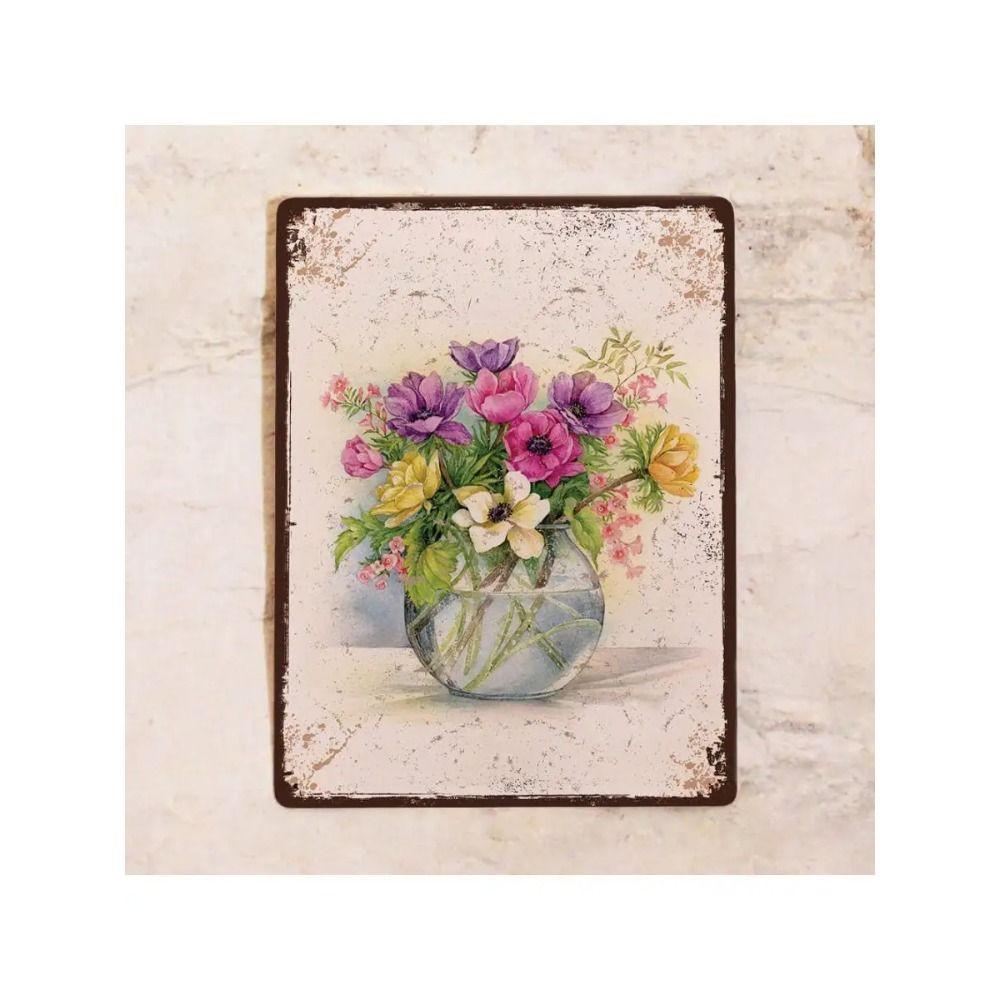 Vintage Floral Metal Sign 20x30cm Wall Decor