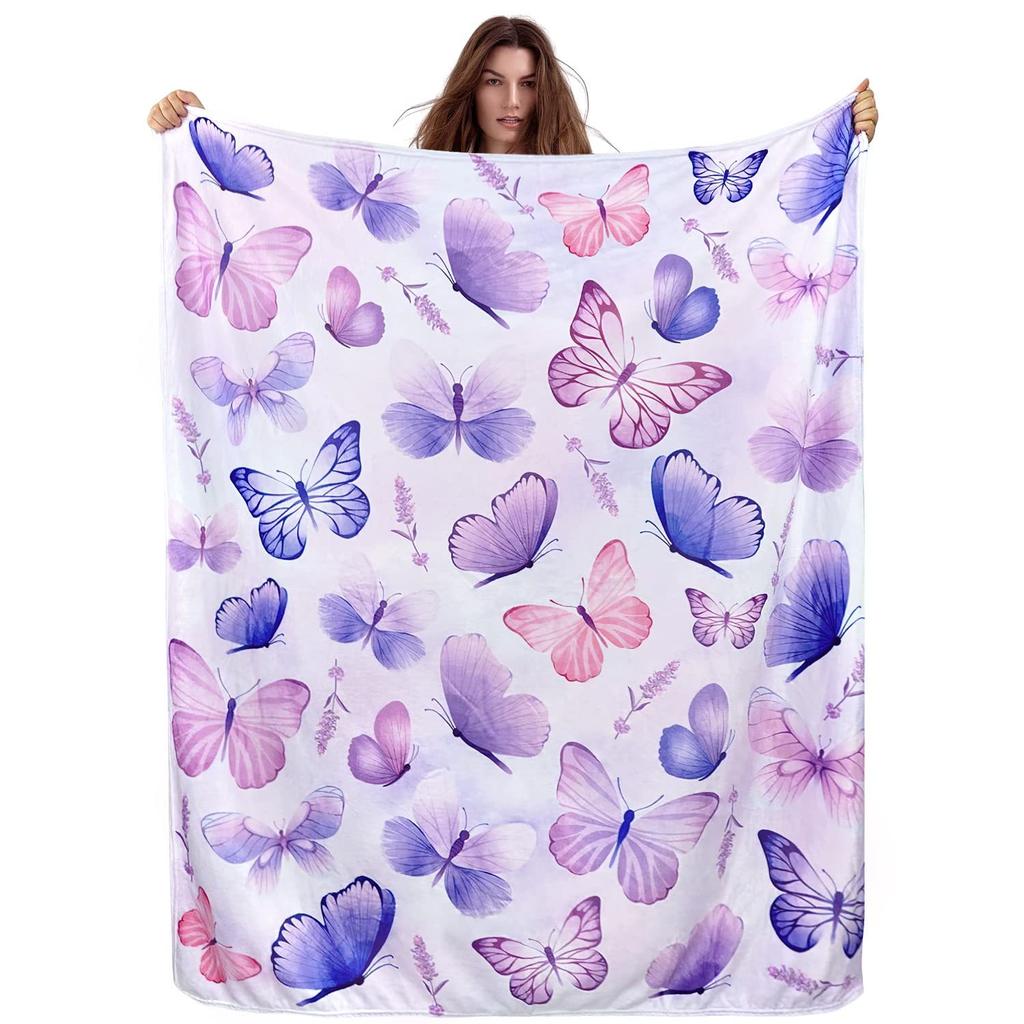 Butterfly Print Flannel Blanket Office Nap Blanket Blanket Thermal Blanket Sofa Blanket Knee Blanket